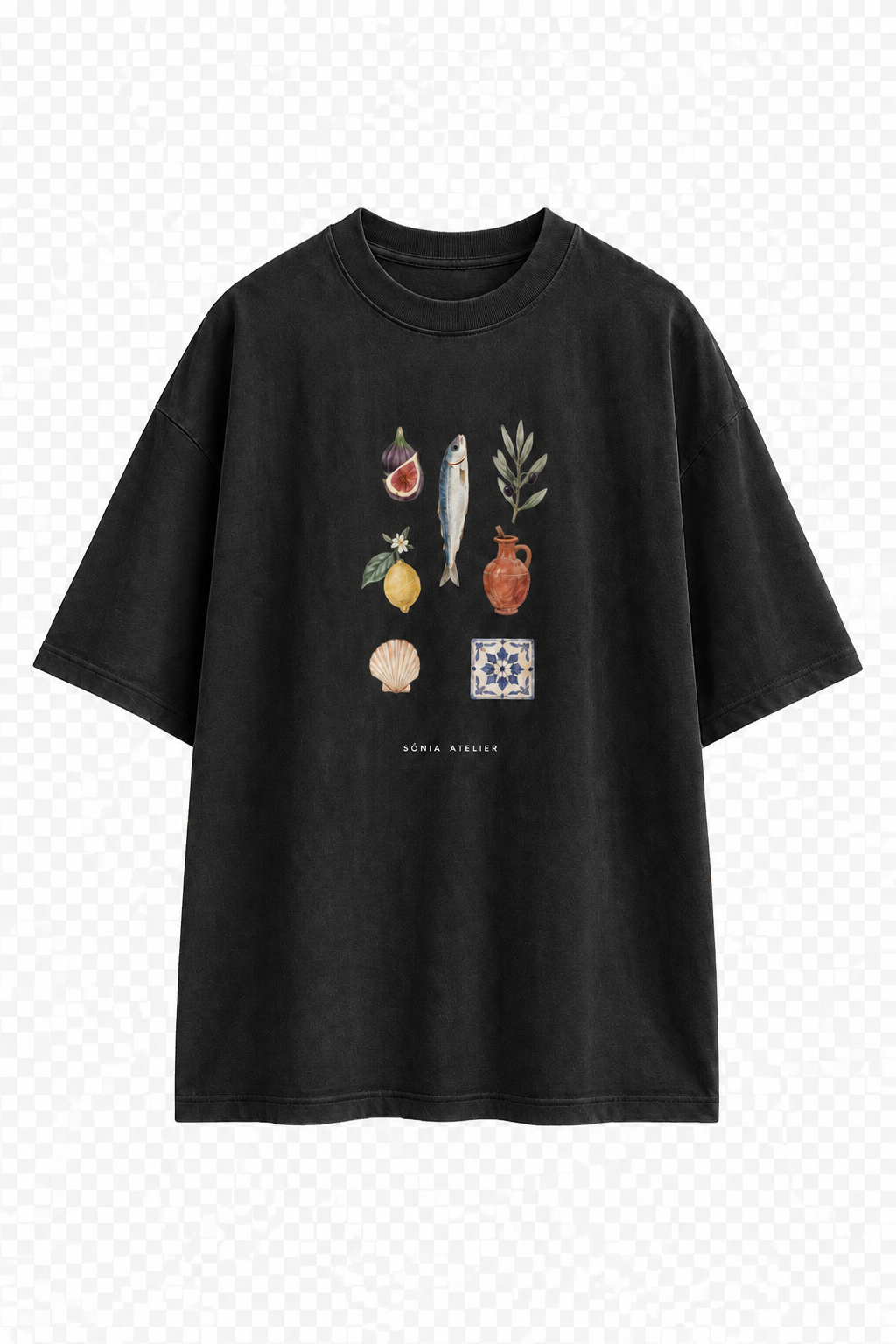T-shirt 100 % cotton Limited Edition Mediterranean Black Vintage